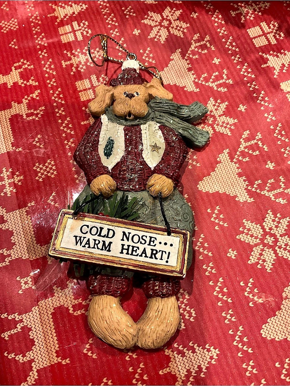 BR-Cold Nose Warm Heart Christmas Ornament-KURT ADLER 6 IN.